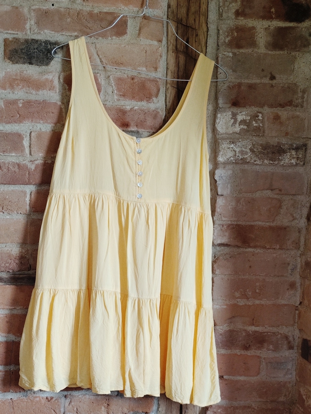Forever 21 Yellow Button-Front Babydoll Sundress Sz Small